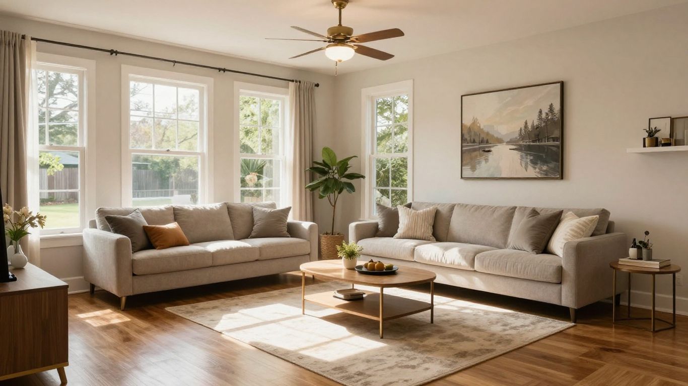 Remodeled basement living space in Dacula, Georgia.