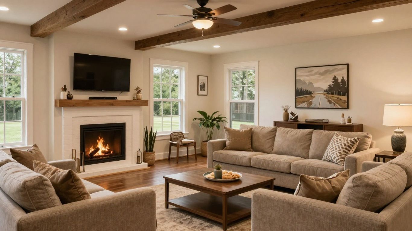 Finished basement living space remodel in Dacula, Georgia.