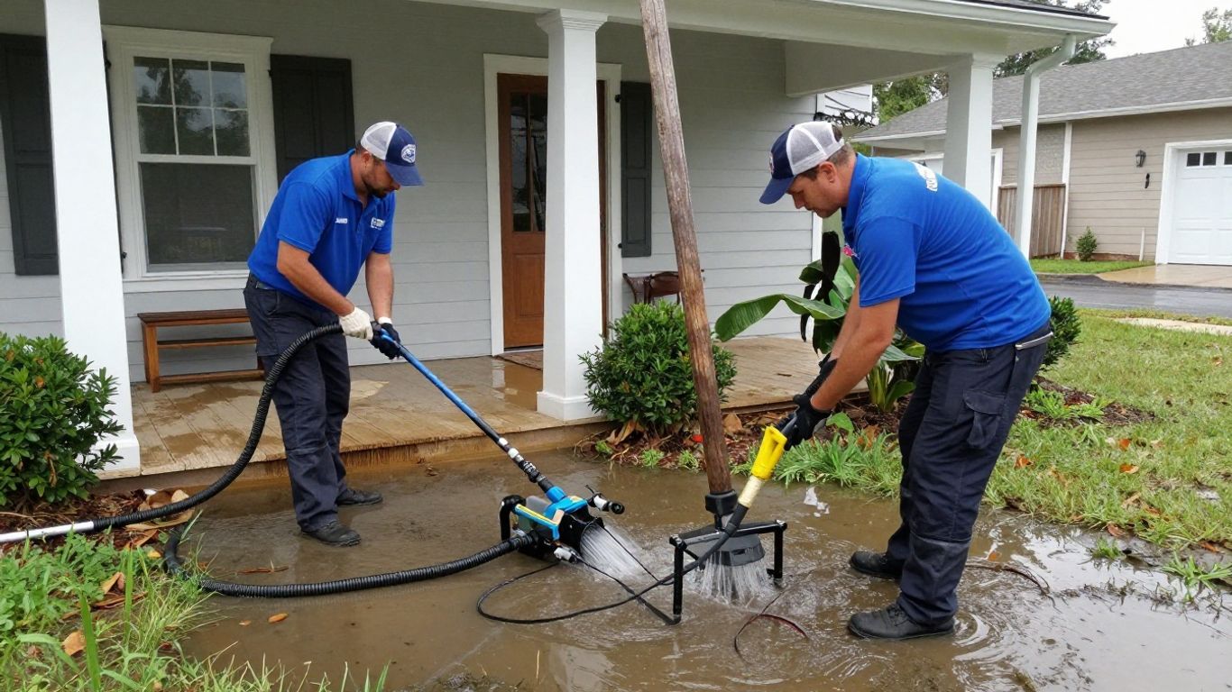 Water damage restoration experts working in a Dacula, Georgia home.