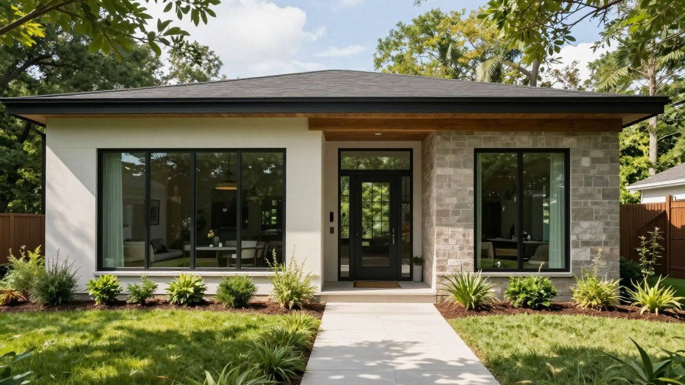 Dacula, Georgia home addition with modern design and landscaping.