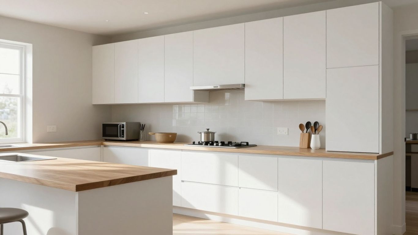 Newly installed kitchen cabinets in Dacula, Georgia.