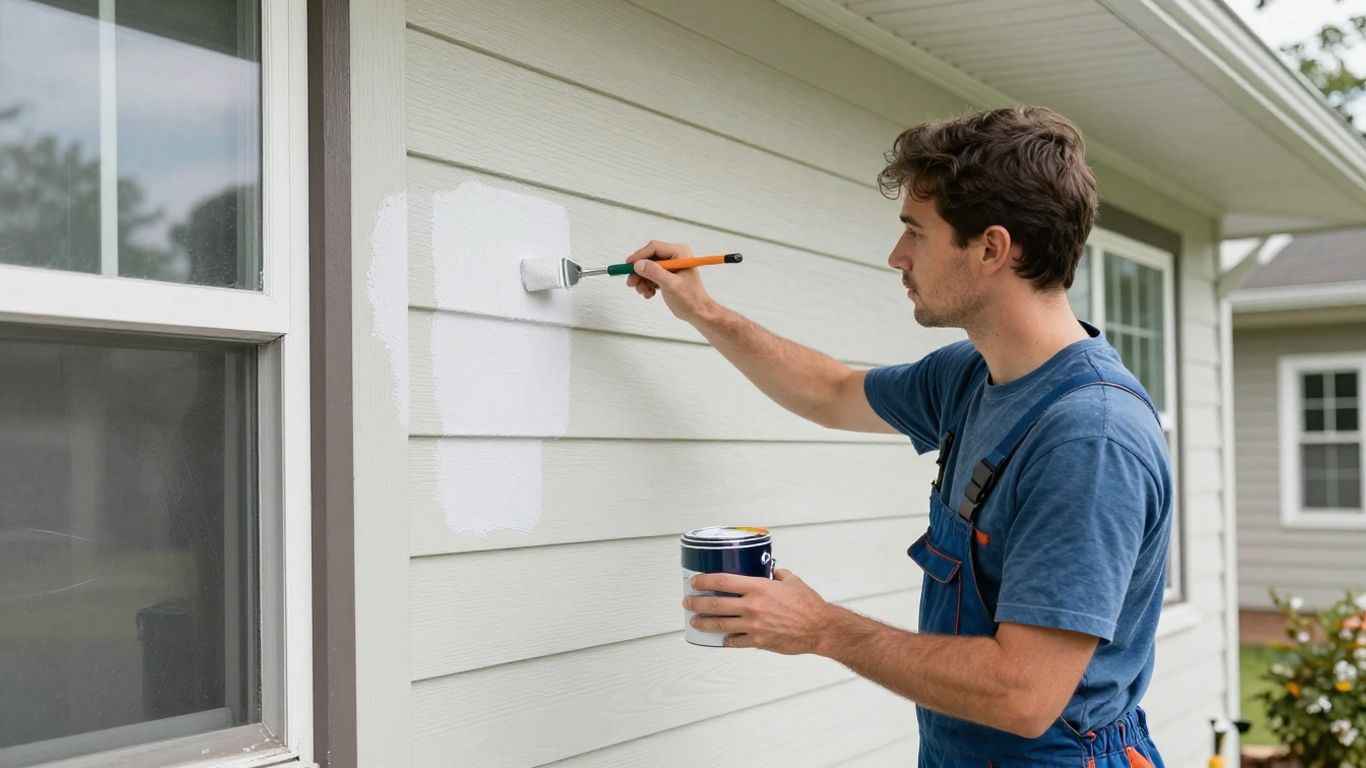 House painter working on a home in Dacula, Georgia.