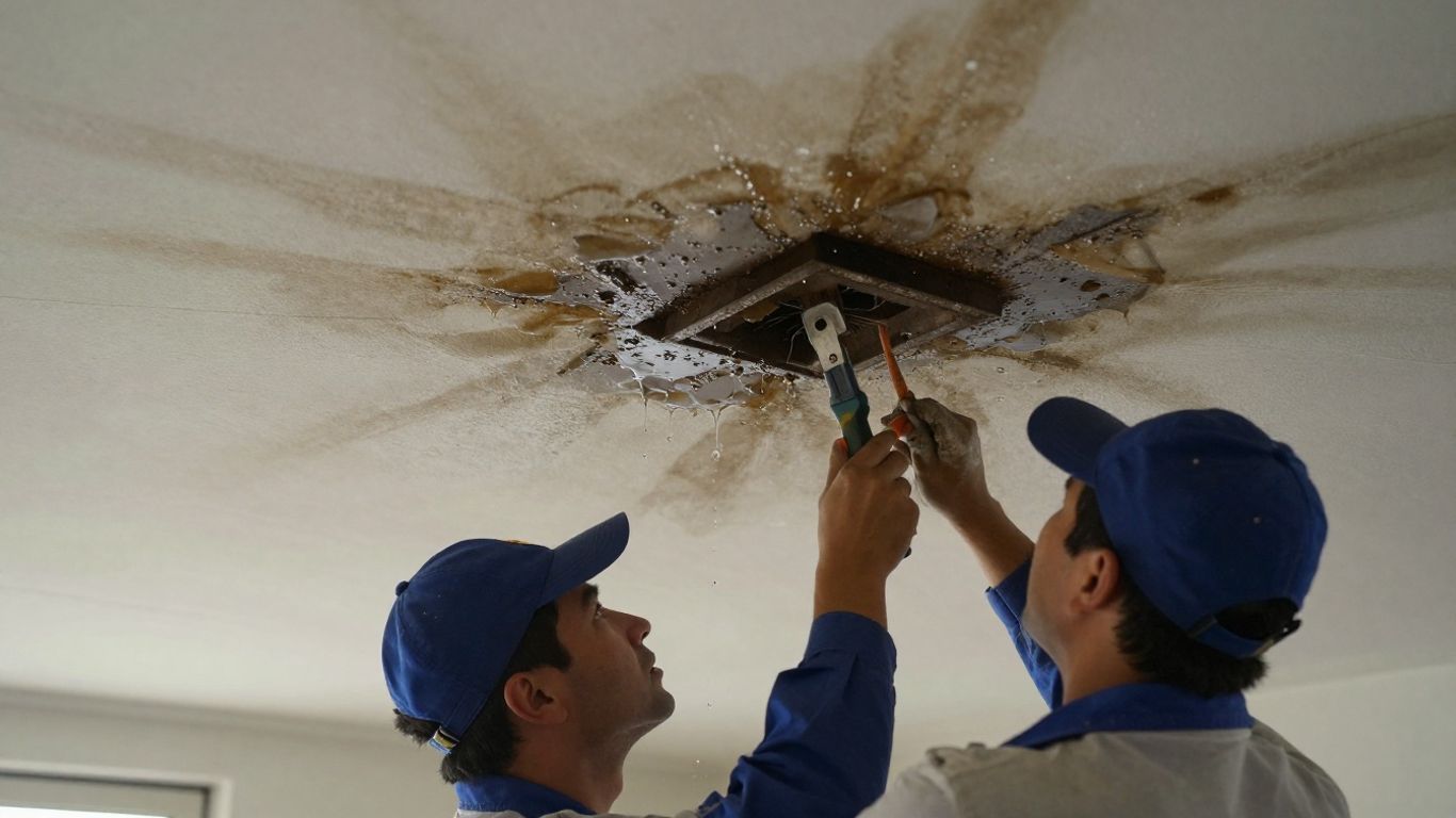 Emergency water damage repair in progress.