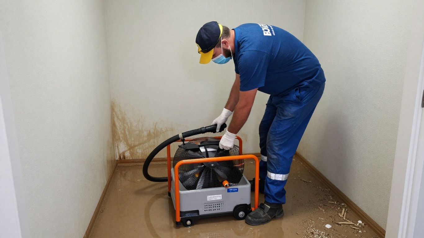 Dacula flood damage cleanup professionals working in a home.