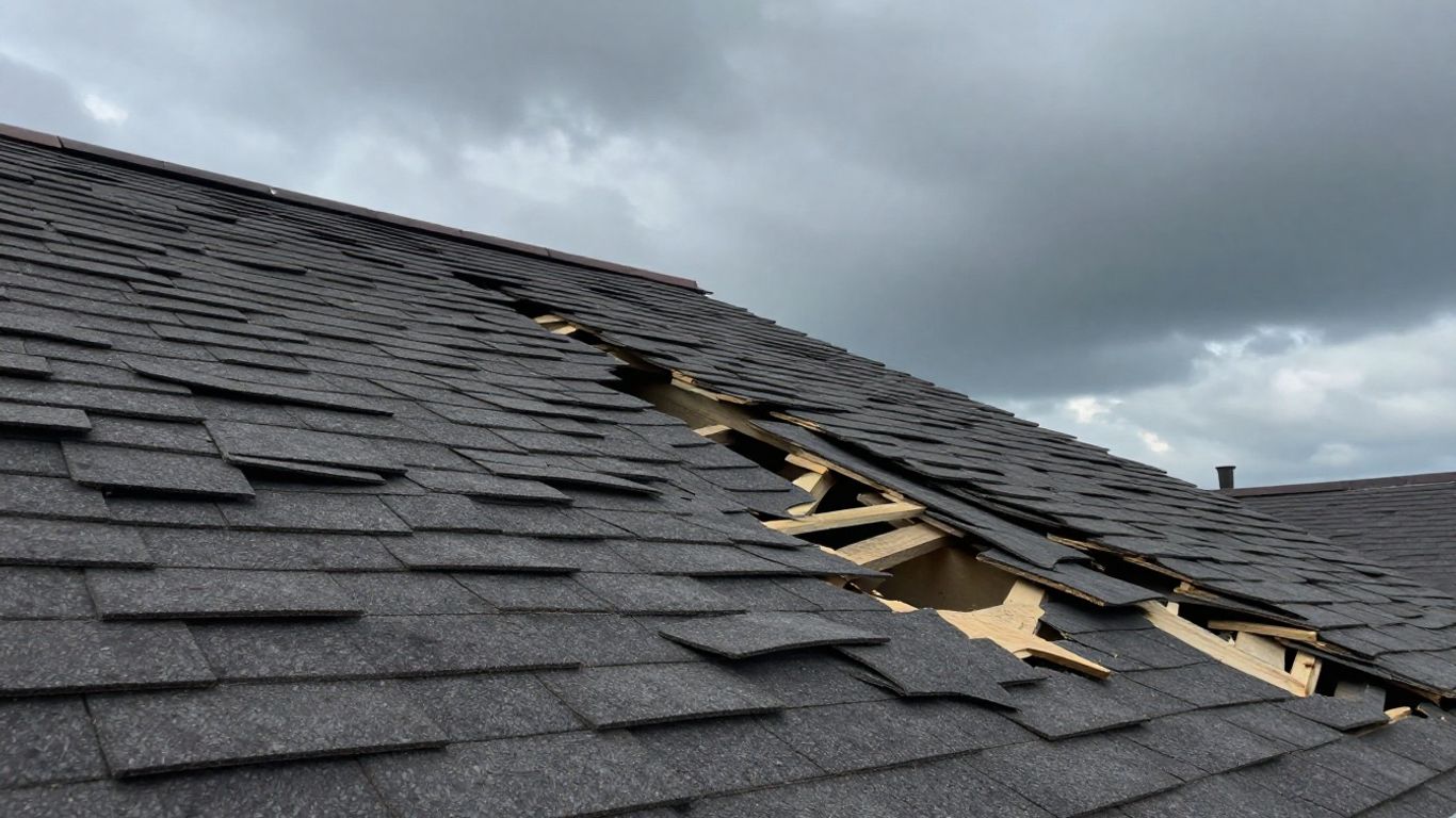 Dacula, Georgia emergency roof repair after storm damage.