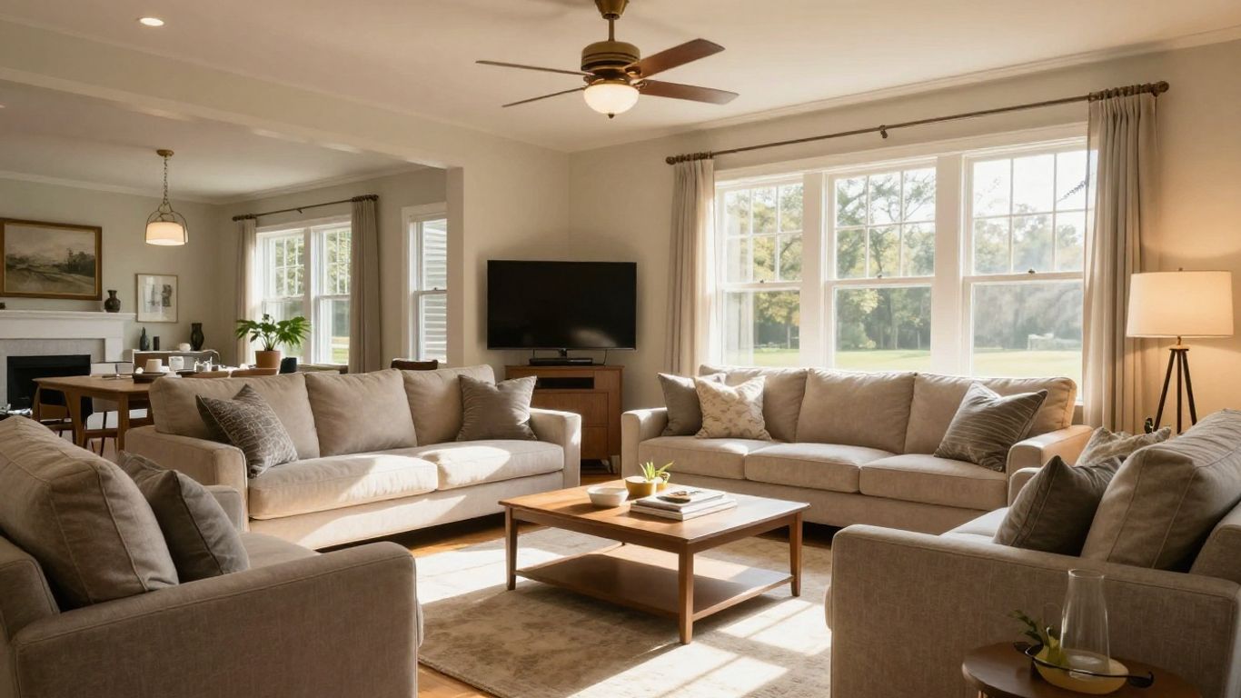 Modern living room in a renovated Suwanee home.