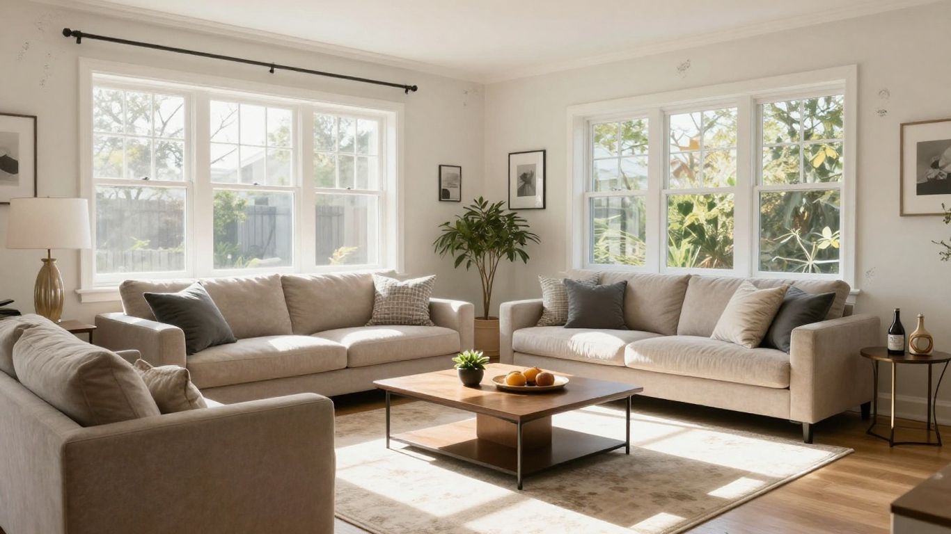 Modern living room after a full home makeover.
